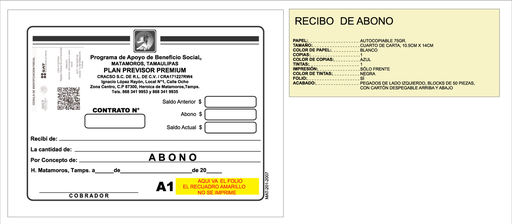 [MAT-201] Recibo de abono CRACSO tinta negra