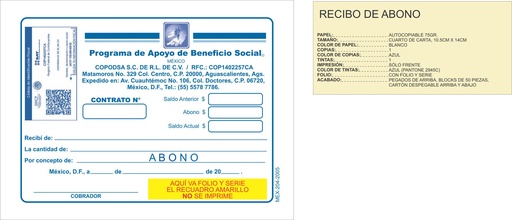 [MEX-204] Recibo de abono cuauhtemoc AREACSA