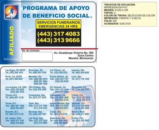 [MOR-303] Tarjeta de afiliacion