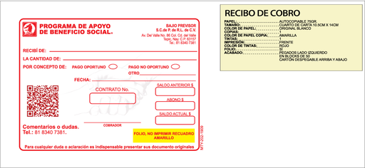 [MTY-202] Recibo de cobro Previsor Bajio rojo