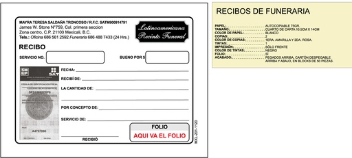 [MXL-201] Recibos de funeraria