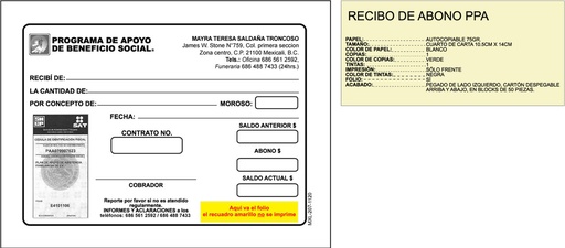 [MXL-207] Recibo de abono tinta negra