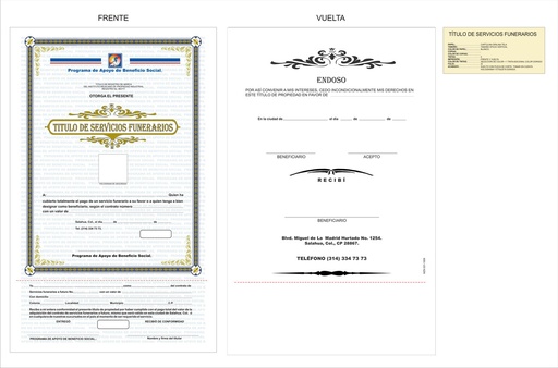 [MZN-301] Titulo de servicios funerarios