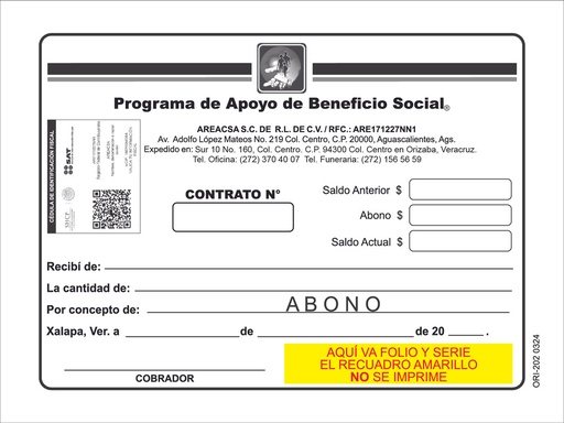 [ORI-202] Recibo de abono Areacsa