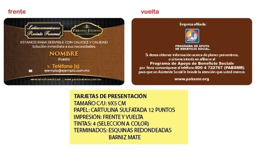 [PEVC-302] Tarjetas de Presentación Latinoamericana-Paraiso