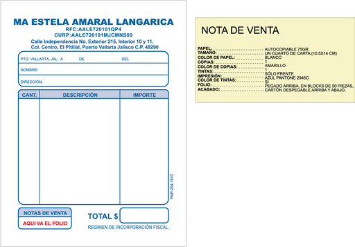 [PMP-204] Nota de venta Ma Estela  Amaral