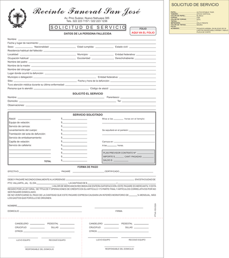 [PTVA-105] Solicitud de Servicios Pino S.
