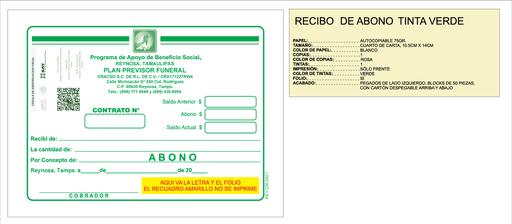 [REY-206] Recibo de abono premium CRACSO rosa