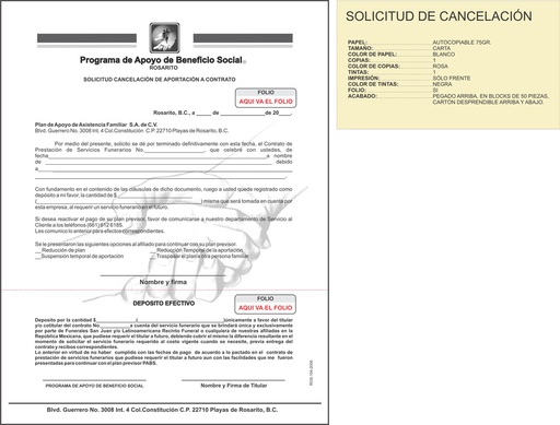 [ROS-104] Solicitud de cancelacion