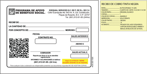 [ROS-203] Recibo de cobro PAAF del norte