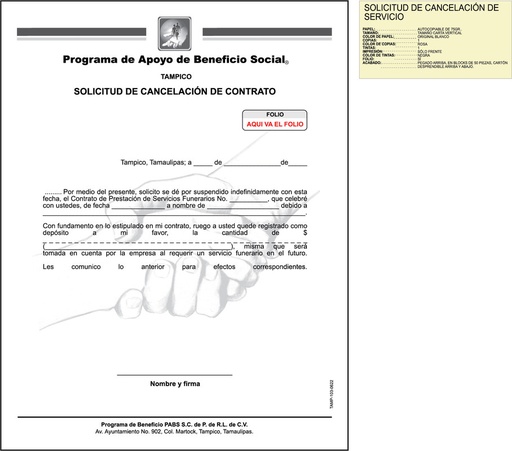 [TAMP-103] Solicitud de cancelacion de servicio