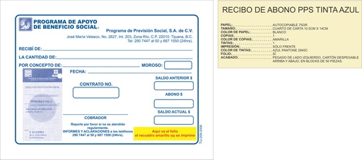[TIJ-209] Recibo de abono PPS tinta azul