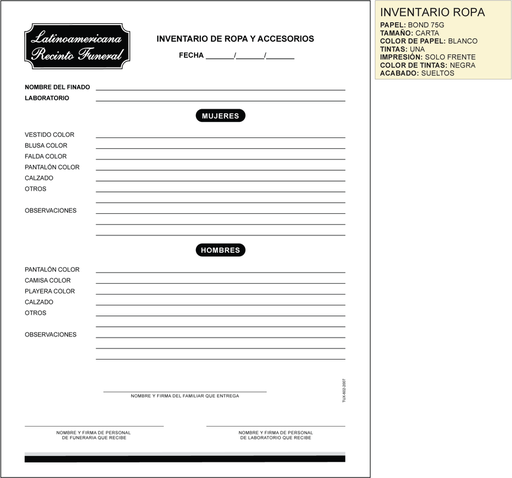 [TUX-602] Inventario de ropa