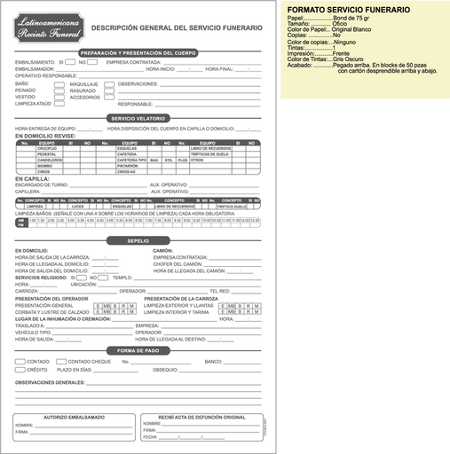 [TUX-603] Formato servicio funerario