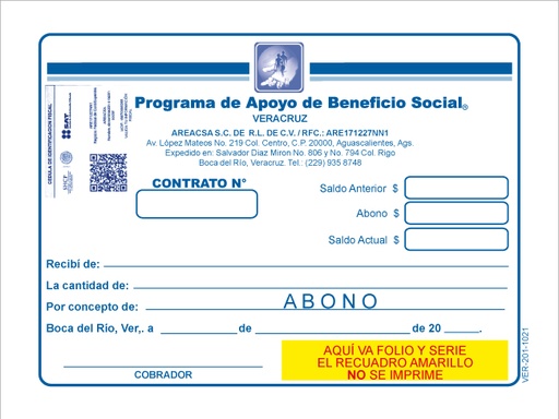 [VER-201] Recibo de Abono AREACSA