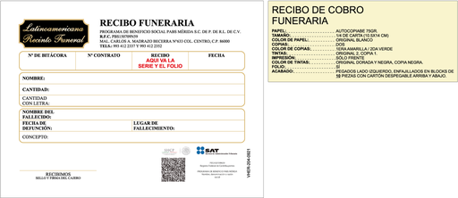 [VHER-204] Recibo de cobro funeraria