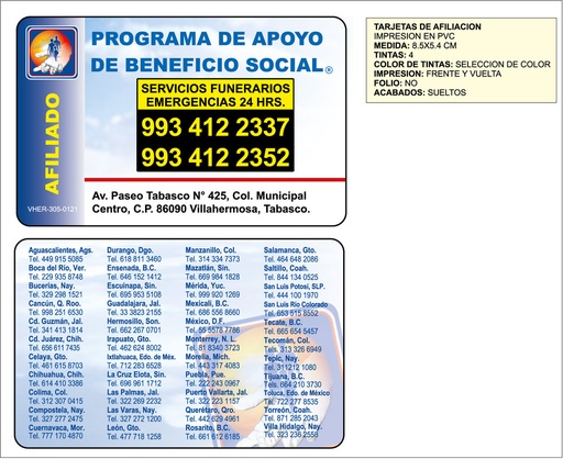 [VHER-305] Tarjeta de afiliacion