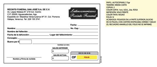 [XAL-201] Recibo de cobro Latinoamericana