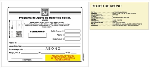 [XAL-202] Recibo de abono Areacsa